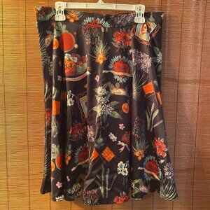 Unique Frida Kahlo Zippered Aline Skirt 36" waist 24" length Size Large EUC